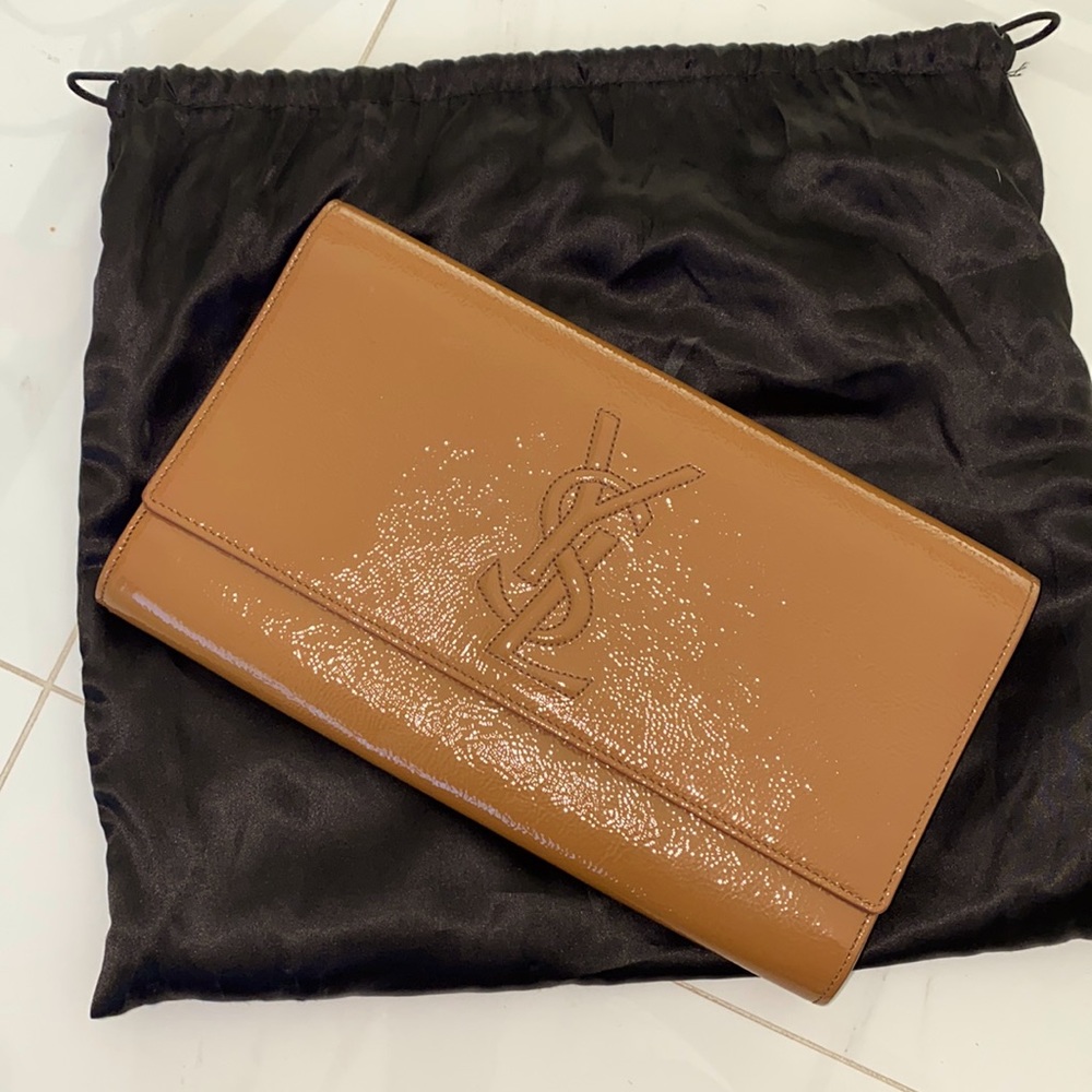 YSL patent leather clutch